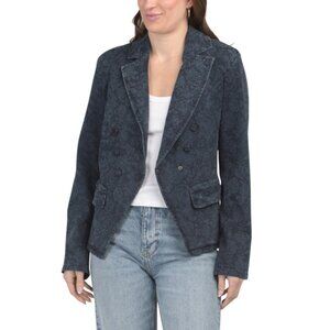 JEWEL BY BADGLEY MISCHKA Rose Brocade Floral Denim Blazer